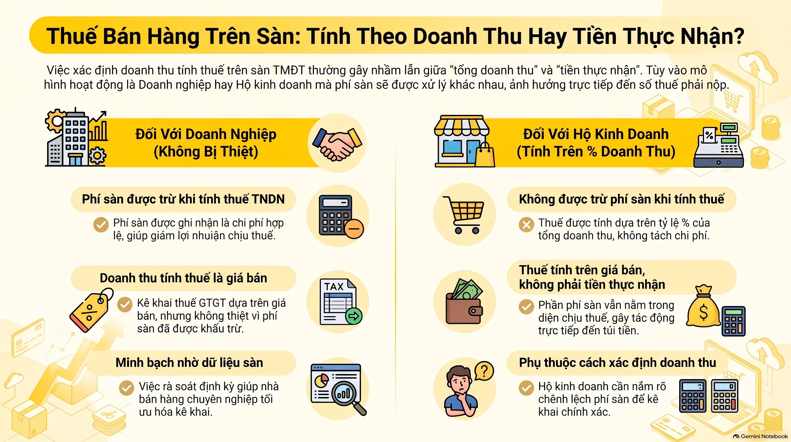 Doanh thu tính thuế trên sàn TMĐT là gì? - bán hàng trên sàn tính thuế theo doanh thu hay tiền thực nhận