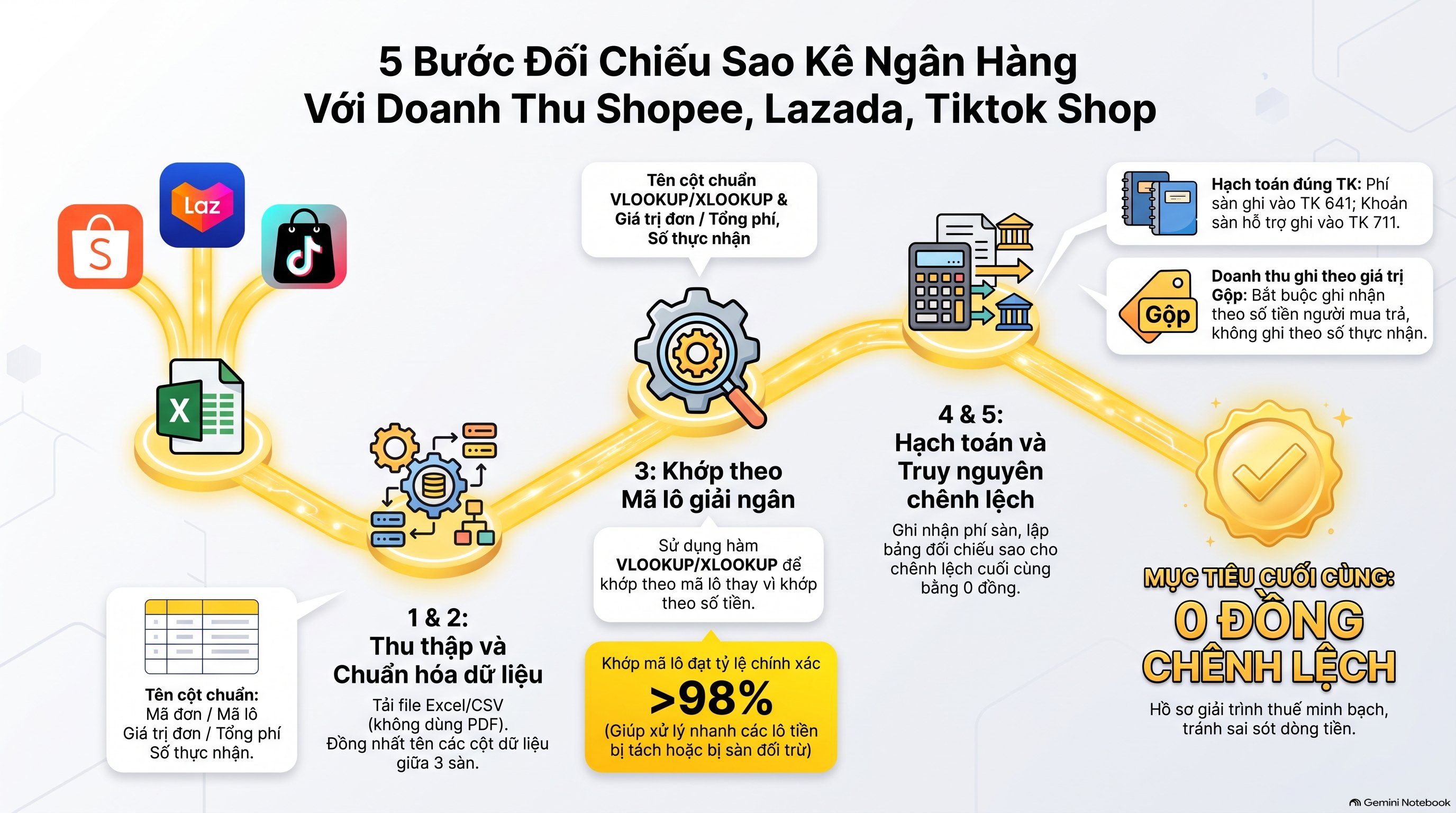 Cách đối chiếu sao kê ngân hàng với doanh thu Shopee, Lazada, Tiktokshop là gì?