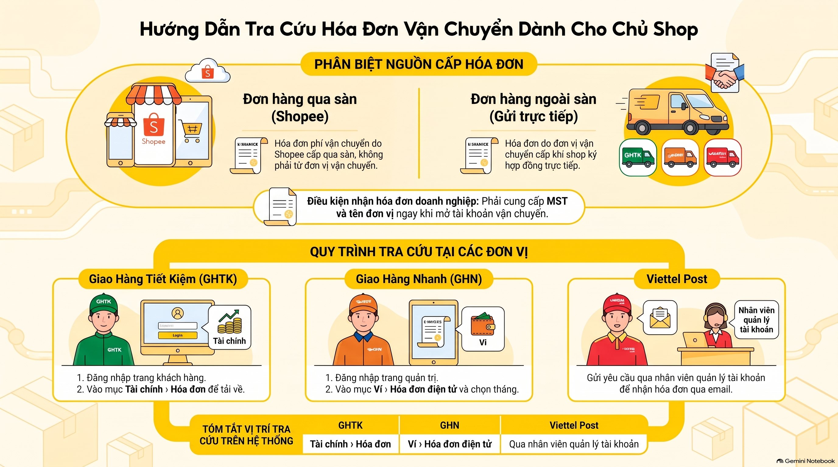 Cách lấy hóa đơn phí vận chuyển trên Shopee chi tiết 5 bước mới nhất 2026