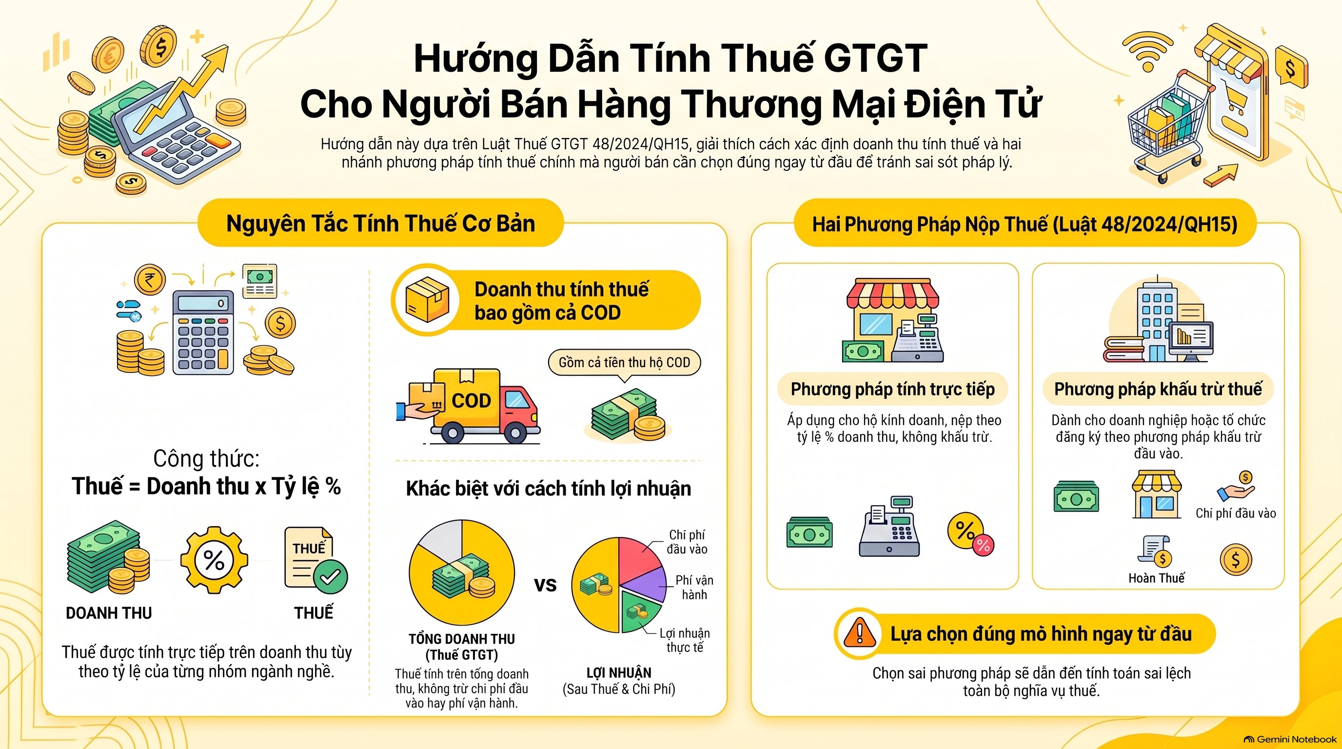 Cách tính thuế GTGT bán hàng trên sàn thương mại điện tử: 4 bước mới nhất 2026