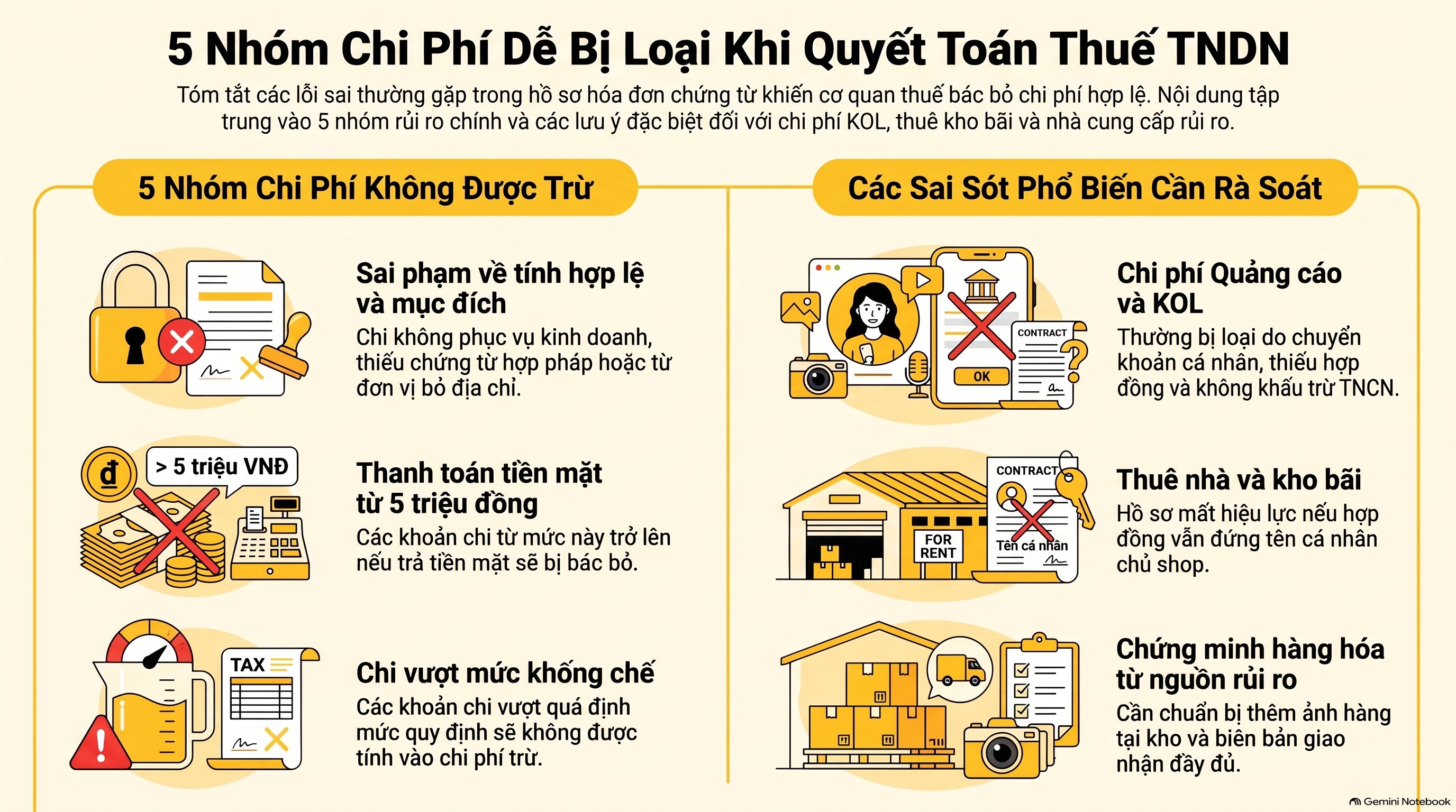 Hồ sơ kèm theo hóa đơn để chi phí được trừ: 6 nhóm chứng từ bắt buộc mới nhất 2026