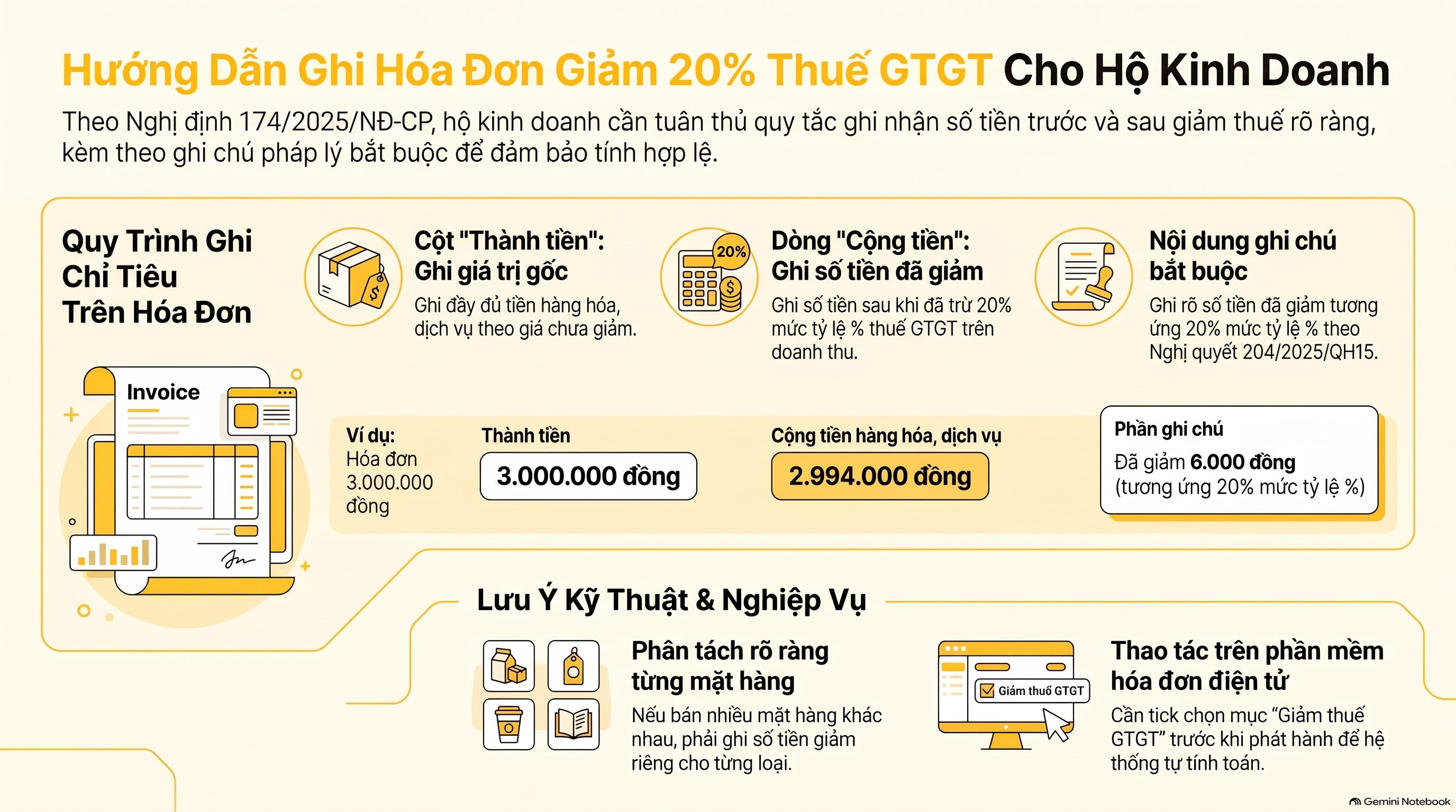 Giảm 20% thuế GTGT hộ kinh doanh: 5 bước xử lý hóa đơn – kê khai mới nhất 2026 cho kế toán viên