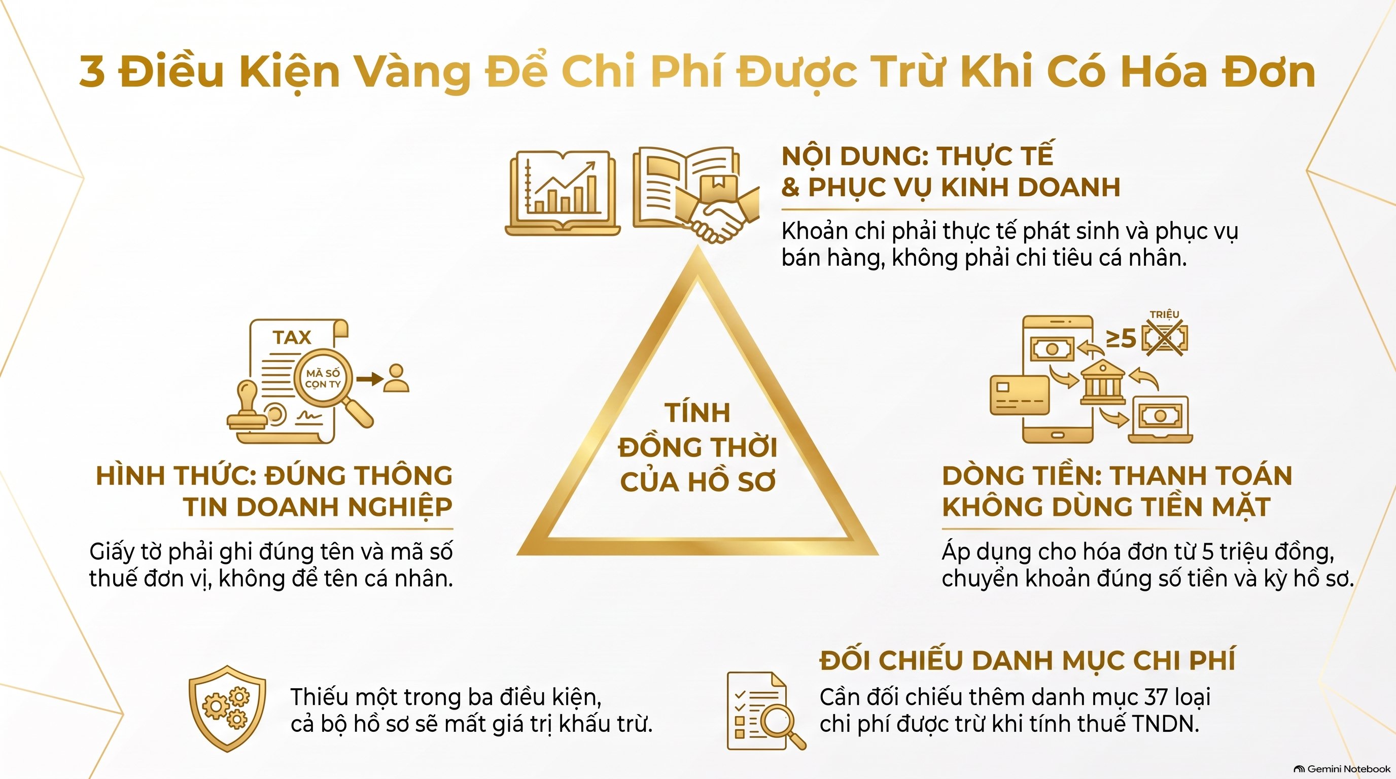 Hồ sơ kèm theo hóa đơn để chi phí được trừ: 6 nhóm chứng từ bắt buộc mới nhất 2026