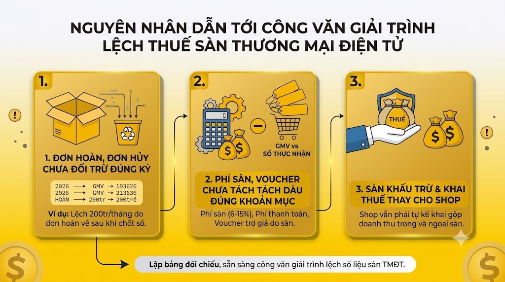 Công Văn Giải Trình Lệch Thuế Sàn TMĐT: 6 Bước Chuẩn Nhất, Mới Nhất 2026