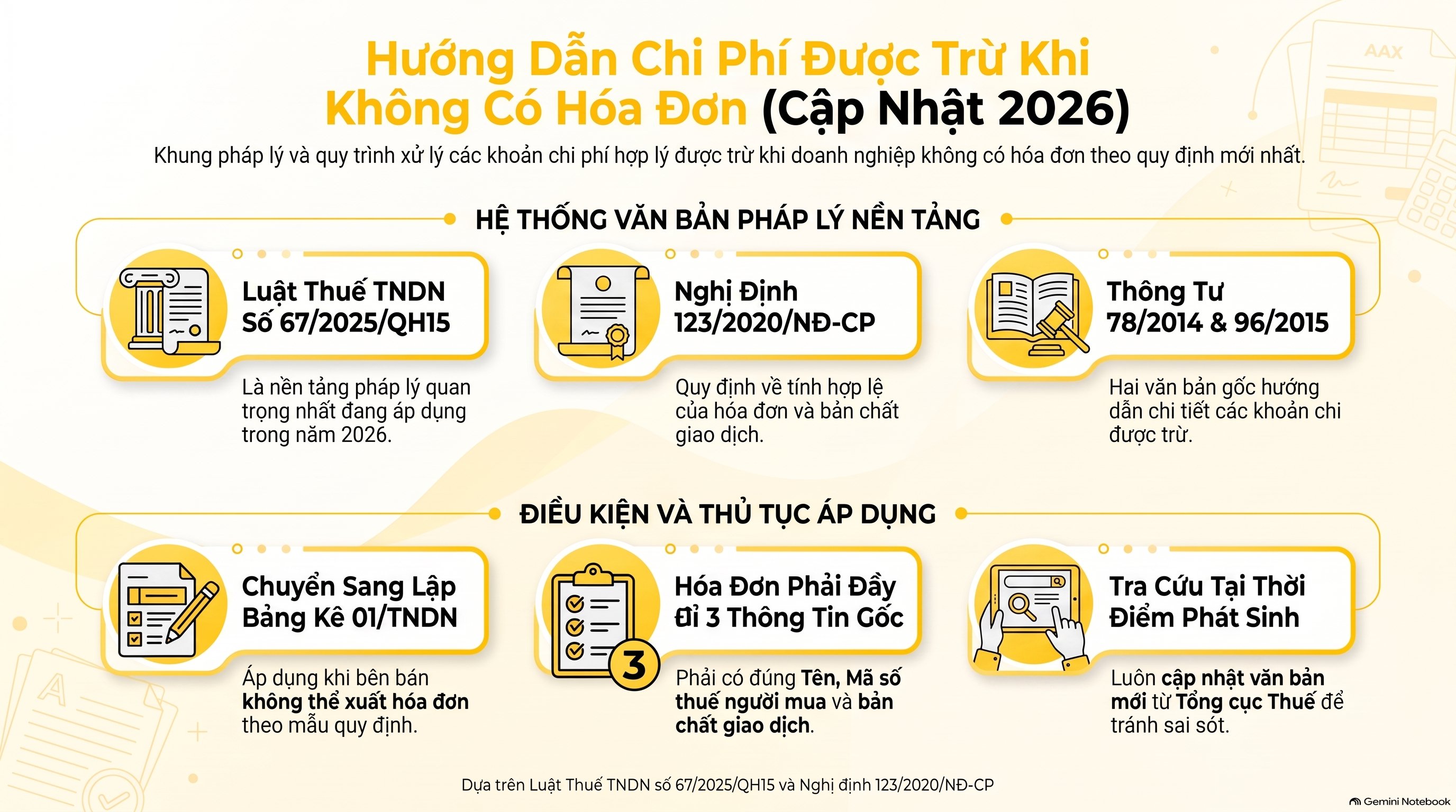 Quy định chi phí không có hóa đơn theo luật thuế: Hướng dẫn tra cứu đầy đủ nhất 2026