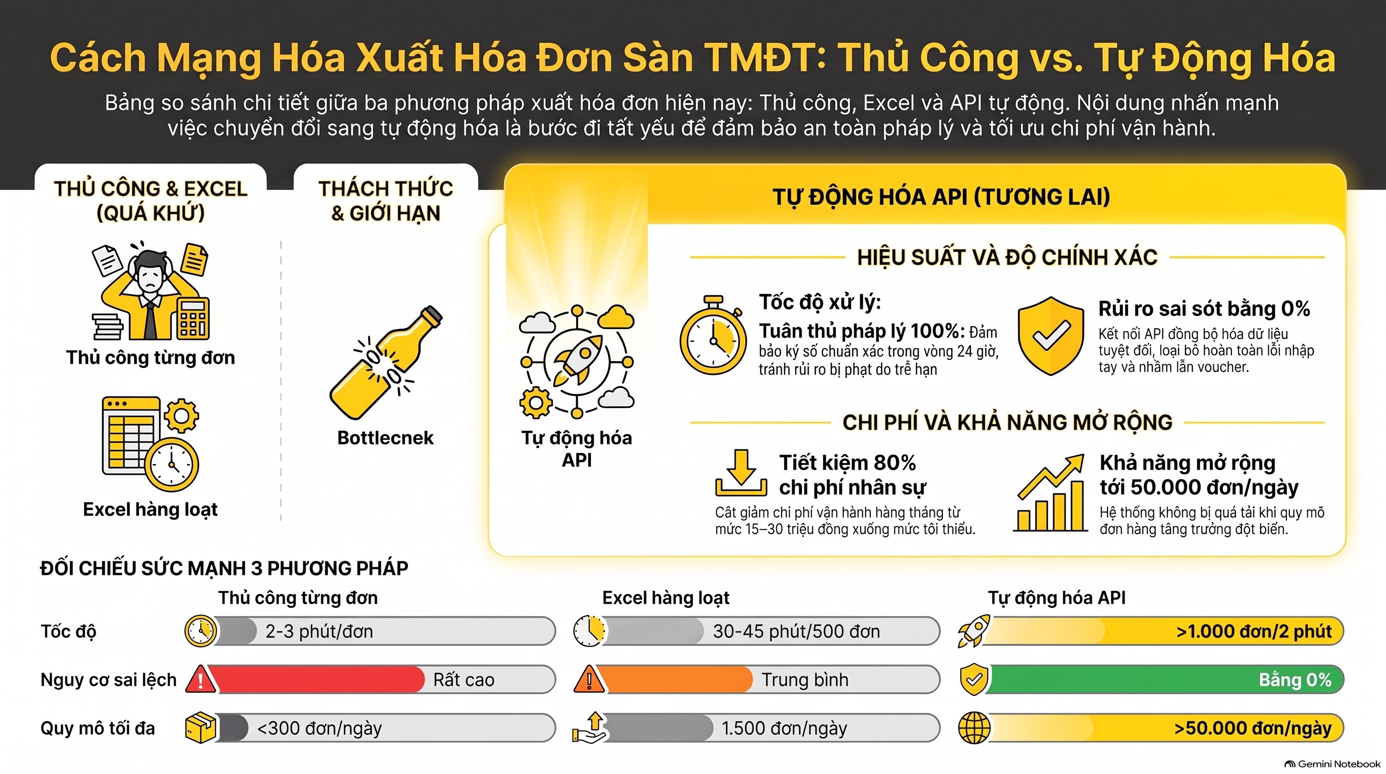 Sự khác biệt giữa xuất thủ công và xuất hóa đơn tự động - tự động hóa xuất hóa đơn điện tử sàn tmđt