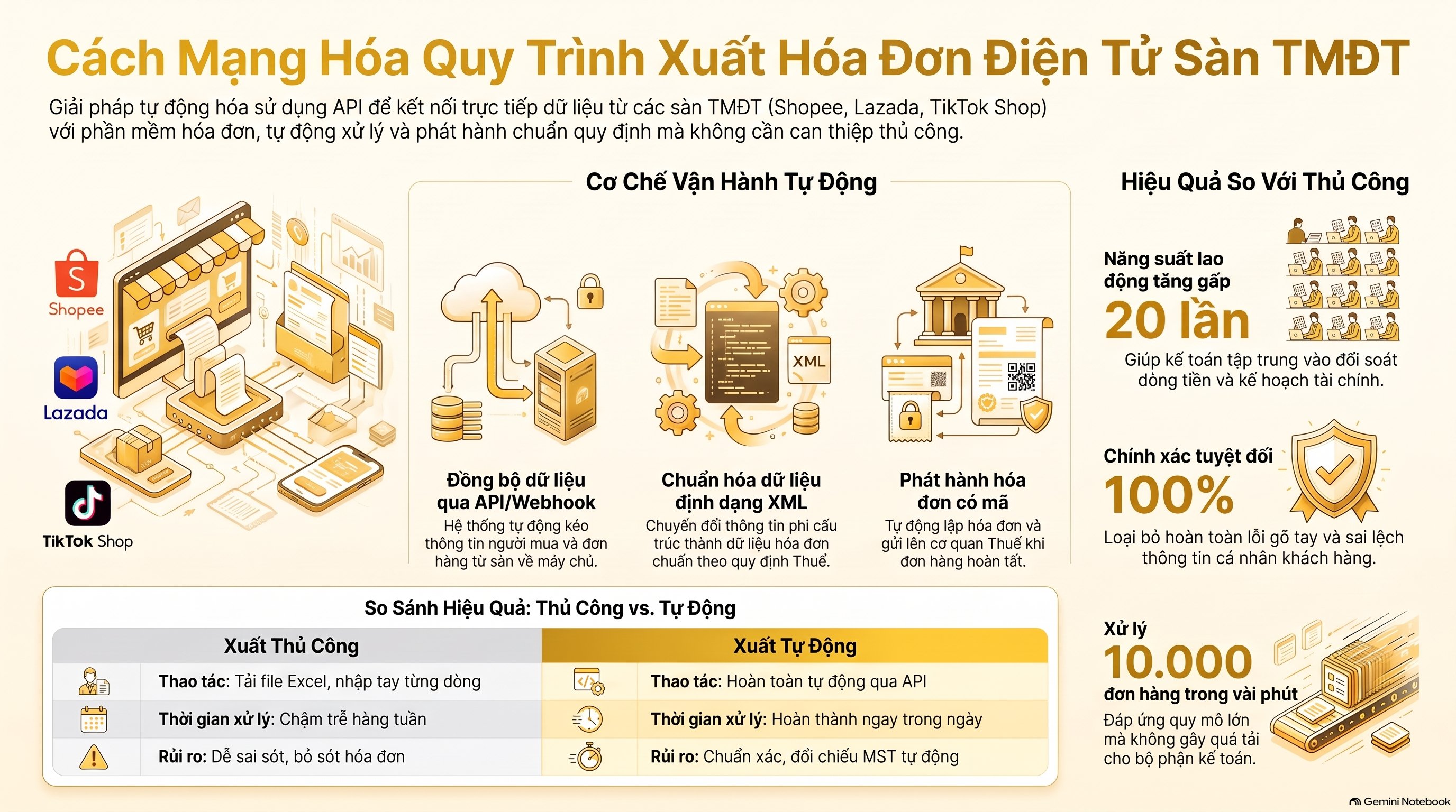 Vì sao phải tự động hóa xuất hóa đơn điện tử sàn tmđt ngay năm 2026?