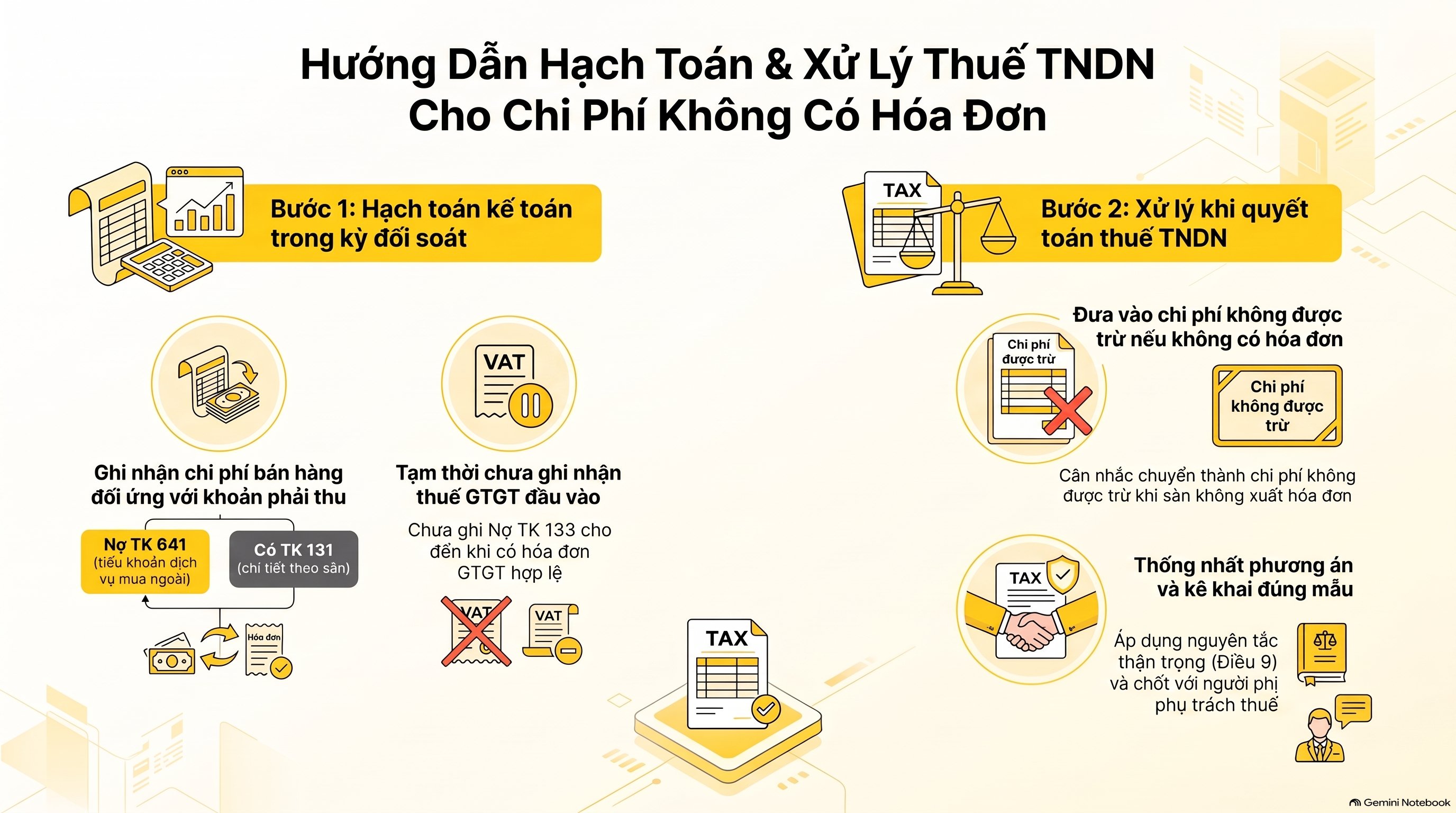 Chi phí không có hóa đơn có được trừ thuế TNDN không: ghi sổ và hạch toán thế nào mới nhất 2026