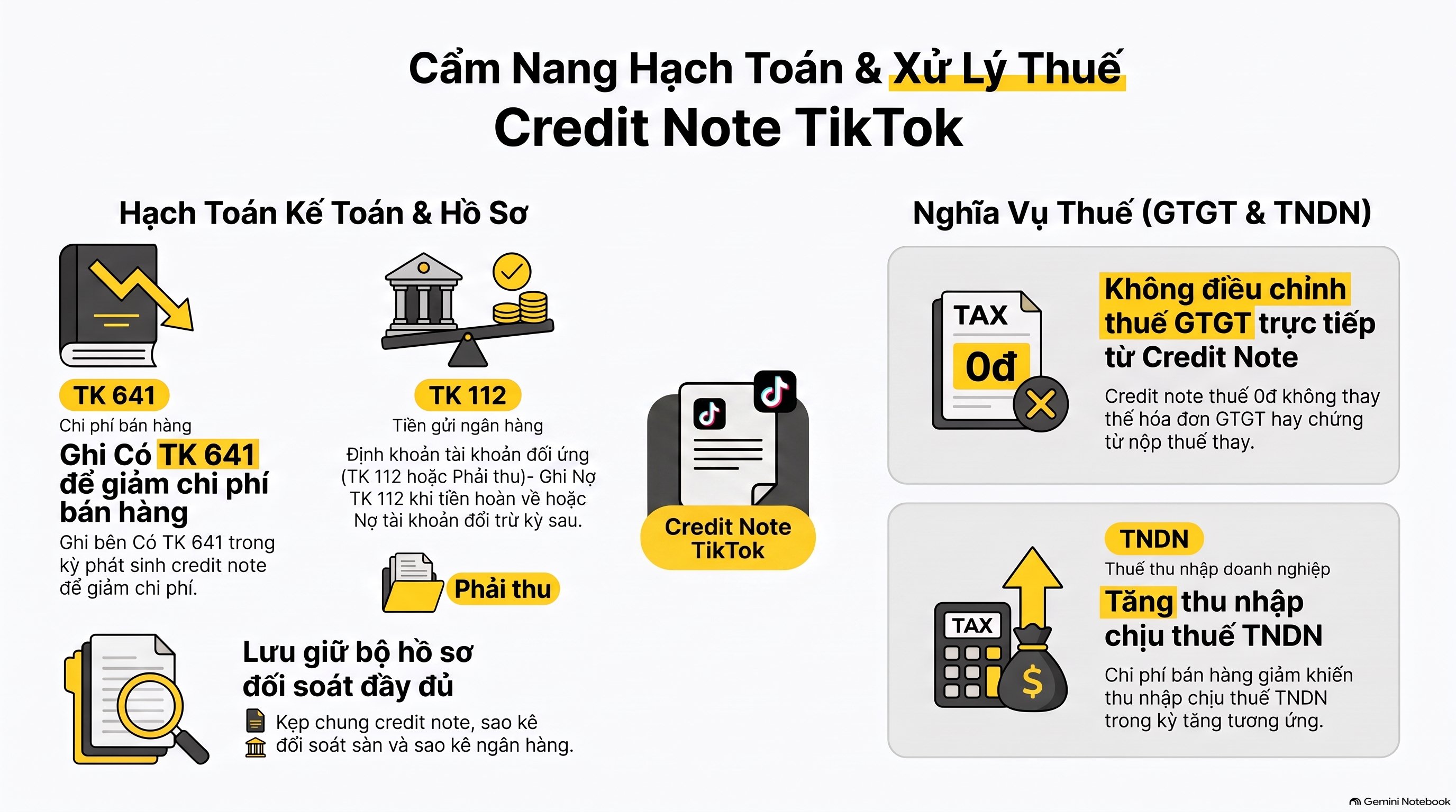 Credit note TikTok hạch toán thế nào? Hướng dẫn ghi giảm chi phí mới nhất 2026