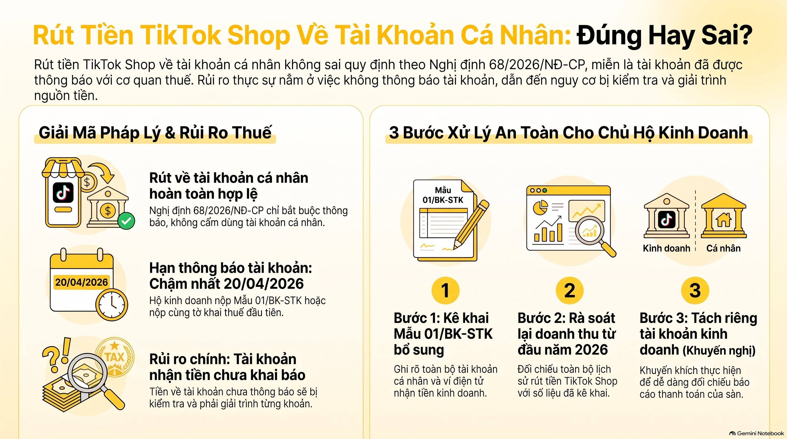 Căn cứ pháp lý nào quy định rút tiền TikTok Shop về tài khoản cá nhân?