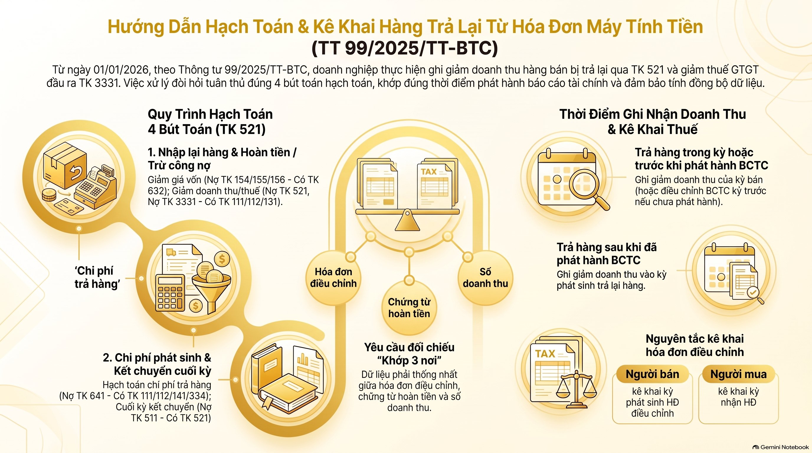 Hóa đơn máy tính tiền hàng trả lại: ghi thế nào, thay thế hay điều chỉnh? Mới nhất 2026