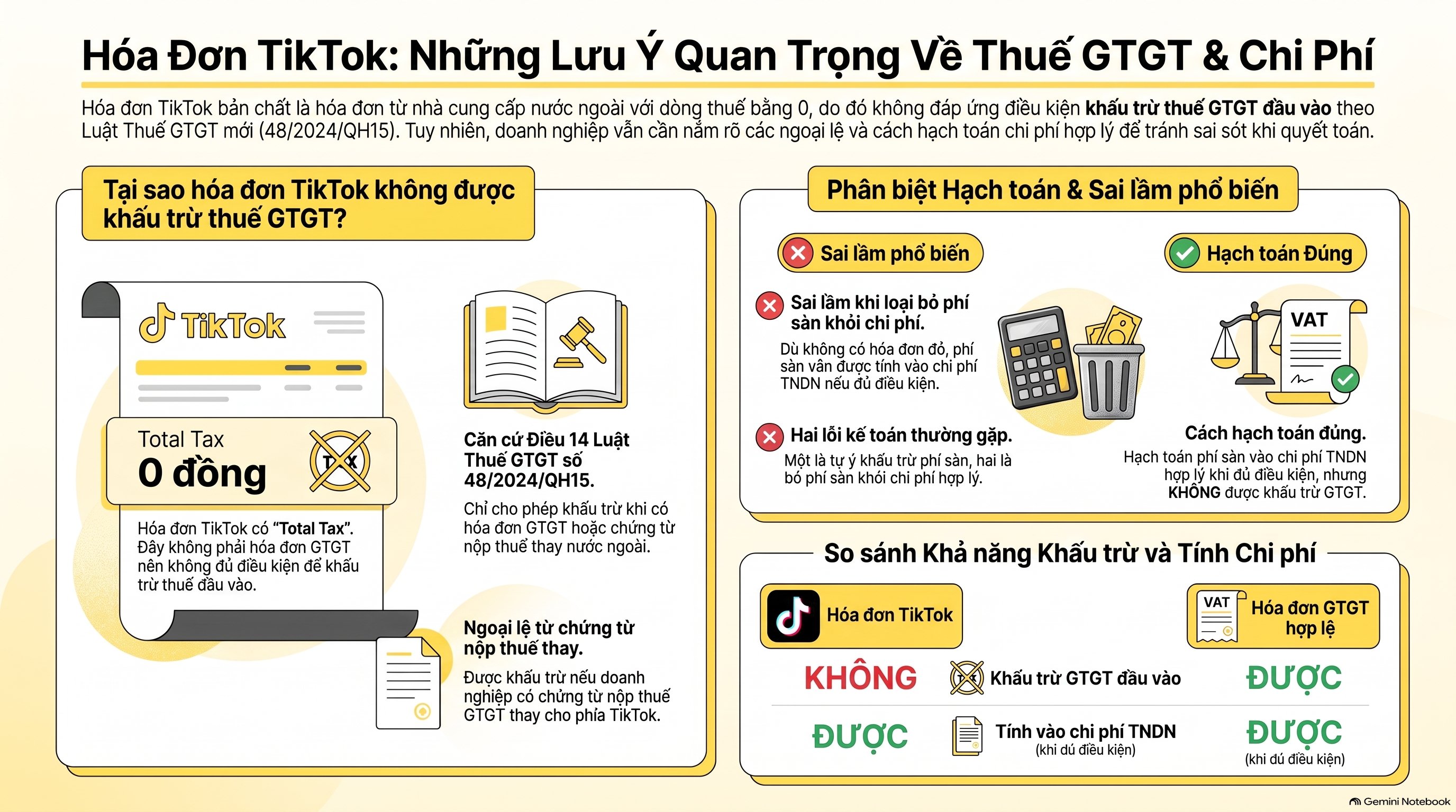 Hóa đơn TikTok ghi thế nào? Thuế GTGT, TNDN và cách hạch toán mới nhất 2026