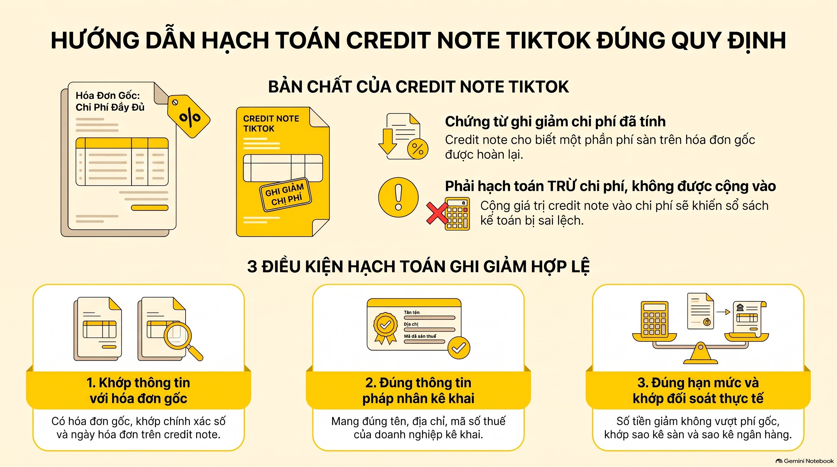 Credit note TikTok hạch toán thế nào? Hướng dẫn ghi giảm chi phí mới nhất 2026