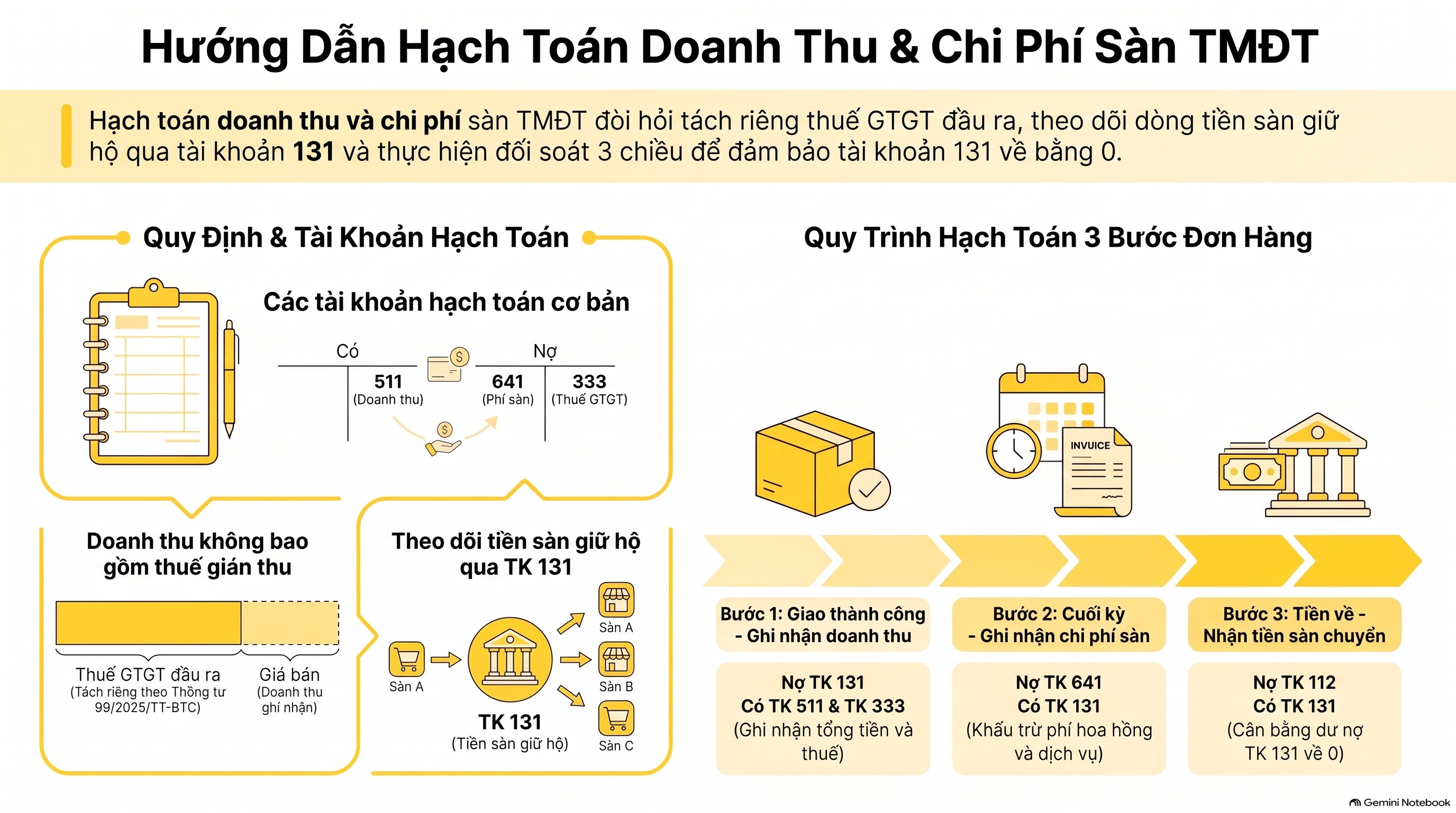 Hạch toán doanh thu sàn ghi thế nào: theo ngày, tuần, tháng hay từng đơn (mới nhất 2026)