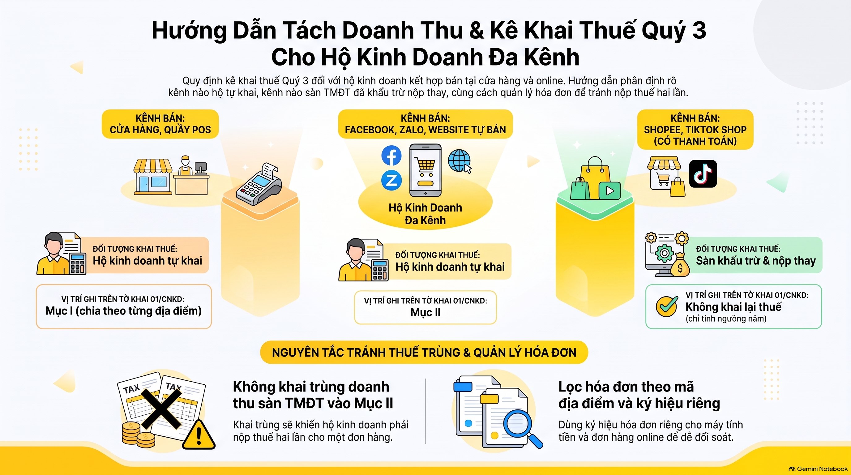 Kê khai thuế quý 3 hộ kinh doanh bán online và cửa hàng: 6 bước tách doanh thu, mới nhất 2026