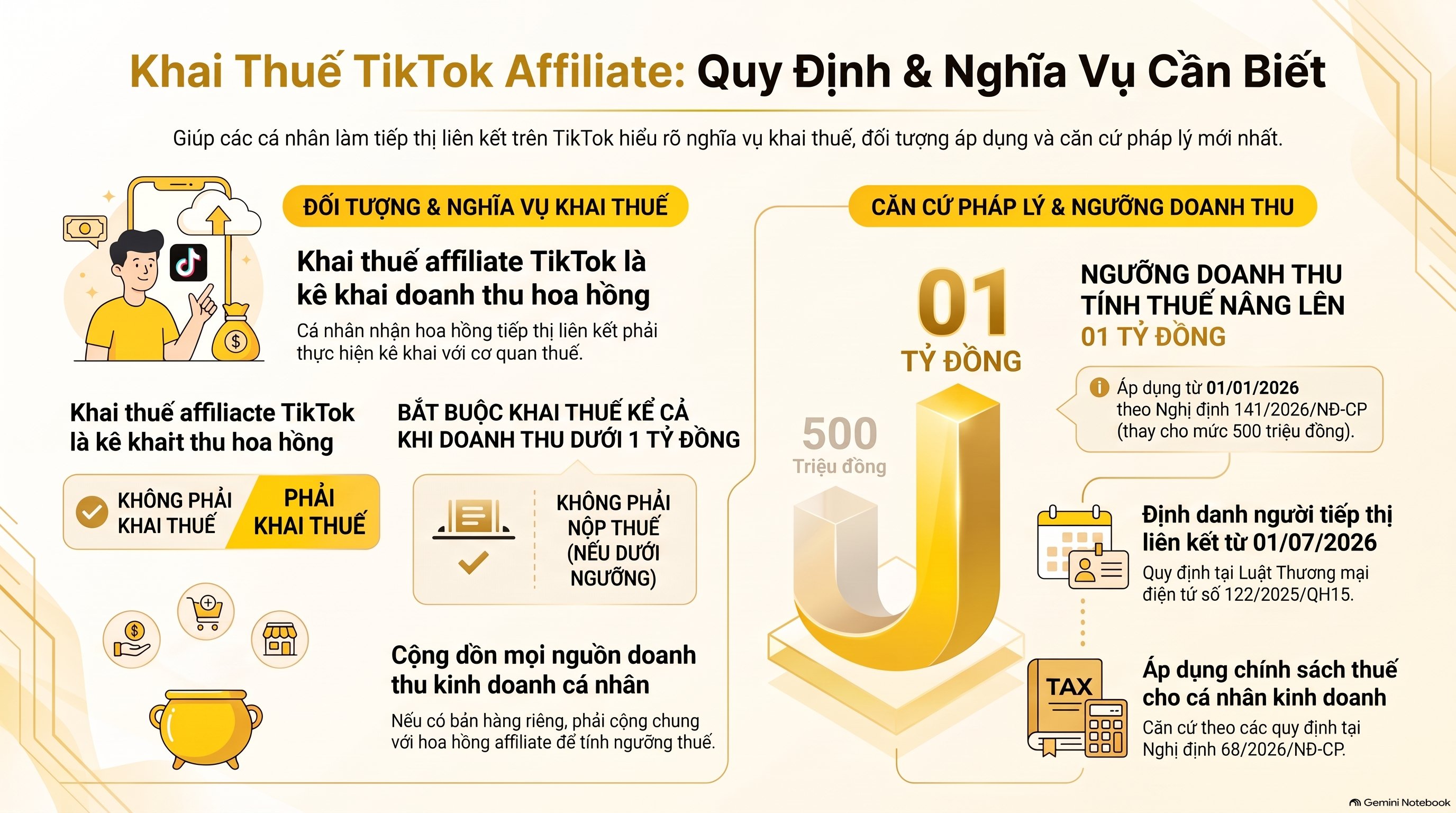 Khai thuế affiliate TikTok khi hoa hồng về tài khoản chồng: 4 bước mới nhất 2026