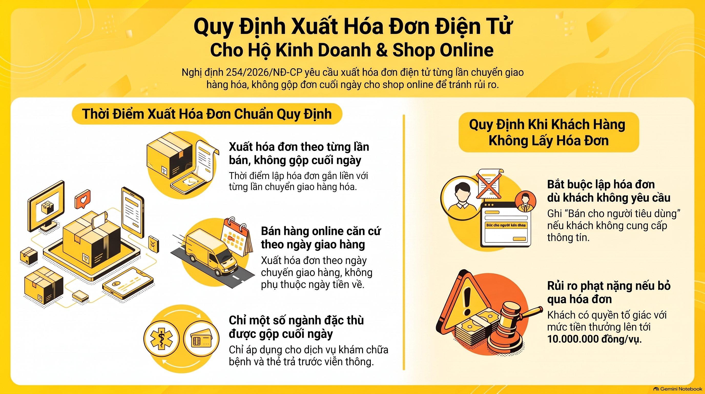 Hướng dẫn thời điểm xuất hóa đơn điện tử cho hộ kinh doanh: 7 mốc mới nhất 2026