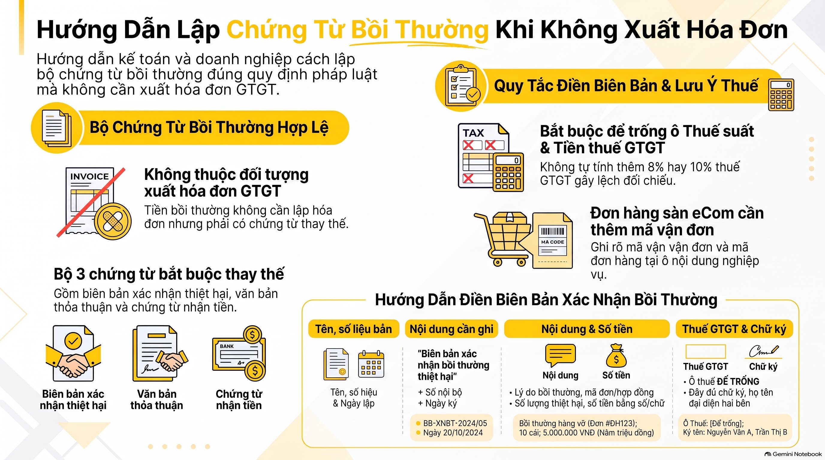 Tiền bồi thường có phải xuất hóa đơn không, hạch toán thế nào? 3 căn cứ mới nhất 2026